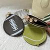 Sport Themed Mini Coin Purse Ball Shaped PU Leather Keychain for Athletes Gym Essentials