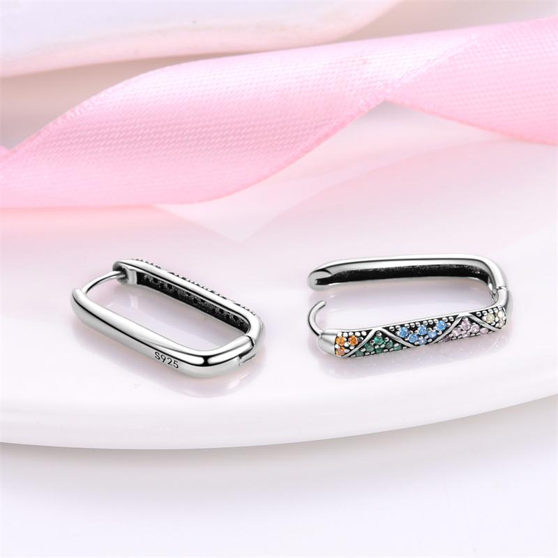Original 925 Sterling Silver Inlaid Sparkling Zircon Rainbow Earrings For Women Fashion Birthday Party Jewelry Gifts