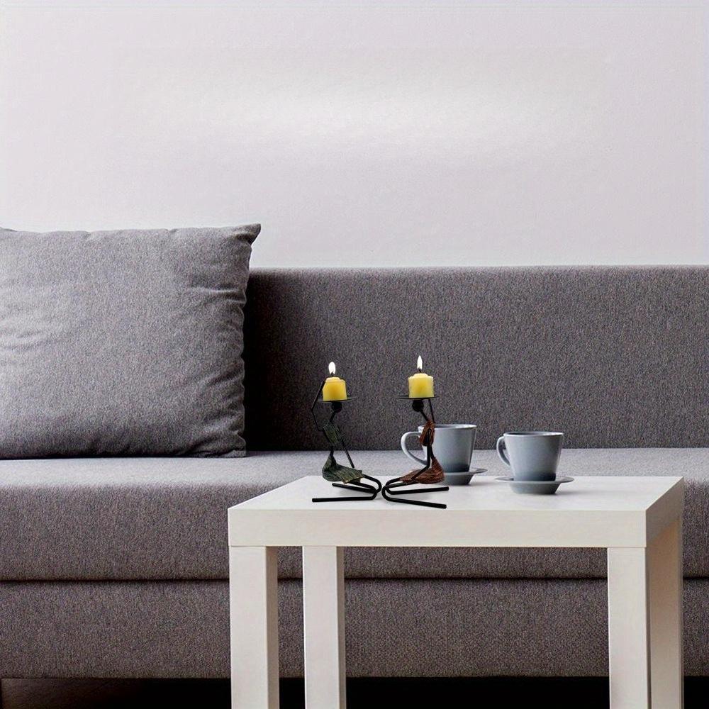 1Pc Black Kneeling Girl Dining Table Candlestick Ornament