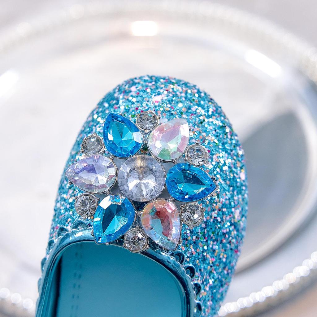 2025 Autumn Girls' Round Toe Rhinestone Princess Dance Shoes with Soft Sole