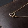 Funny Dazzling Double Crystal Heart Link Design Necklace Golden Silvery Valentine's Day Women Girls Jewelry Gift
