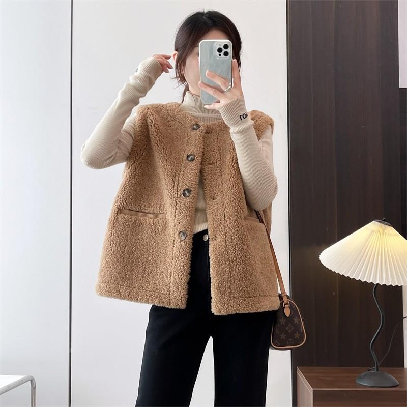 Vest for Women Cotton Autumn Winter Sleeveless Tops Vest Thickened Casual Round-neck Vest