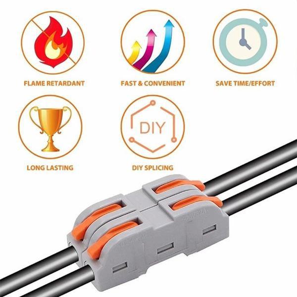 Pârghie cu arc Piuliță Conectori electrici de cablu rapid Blocuri terminale reutilizabile pentru cabluri rapide 10 buc