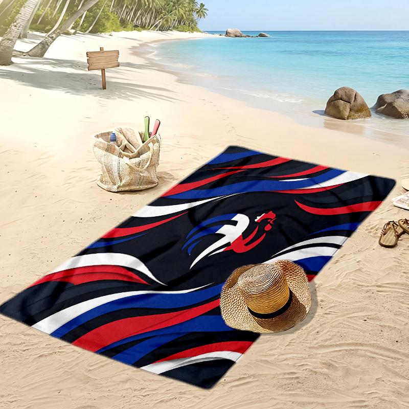 France Football Print Beach Towel Quick Dry Super Absorbent Soft Bath Towel for Swimming Beach Travel Fan Souvenir Gift