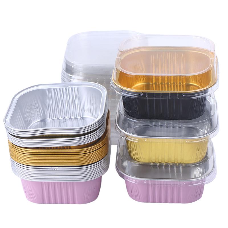 10Set Aluminum Foil Cake Container 325Ml Cake Pans Liners With Lids Heat-Resistant Foil Baking Cups Cake Pan Kitchen Tool