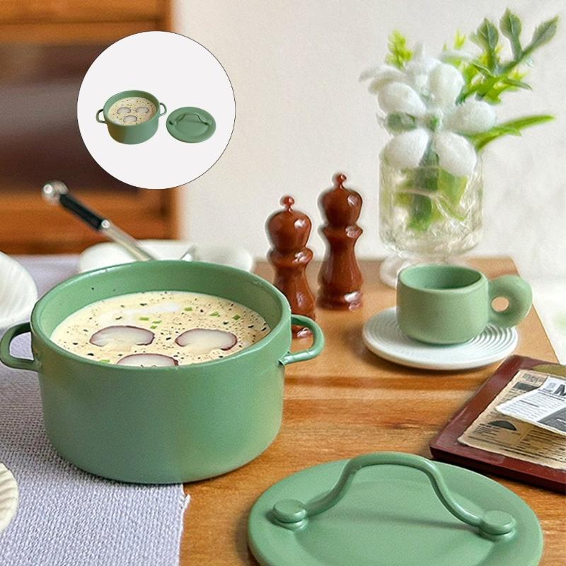 Detailed Miniature Cream of Mushroom Soup Model Figure Doll House Accessory For Kitchen Scene Arrangement Decoration