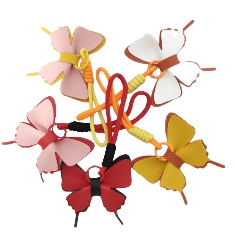 Colorful Leather Butterfly Pendant - Car and Bag Hanging Ornament with Cotton Rope