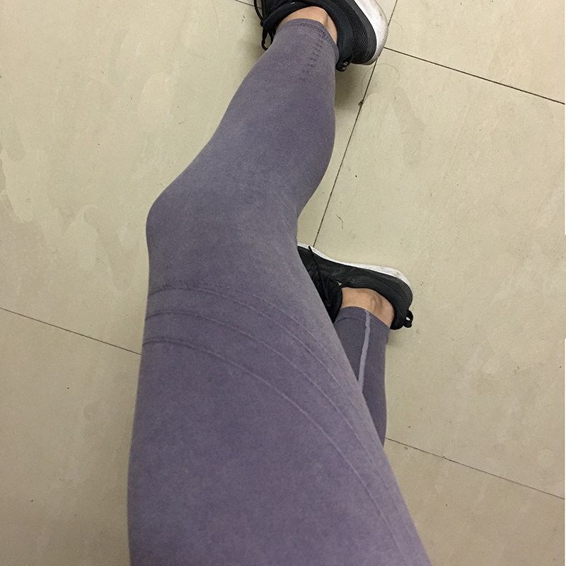

Strong Push High Waist Sweat-Absorbent Washed Denim Fitness Pants Yoga Bean paste color XS