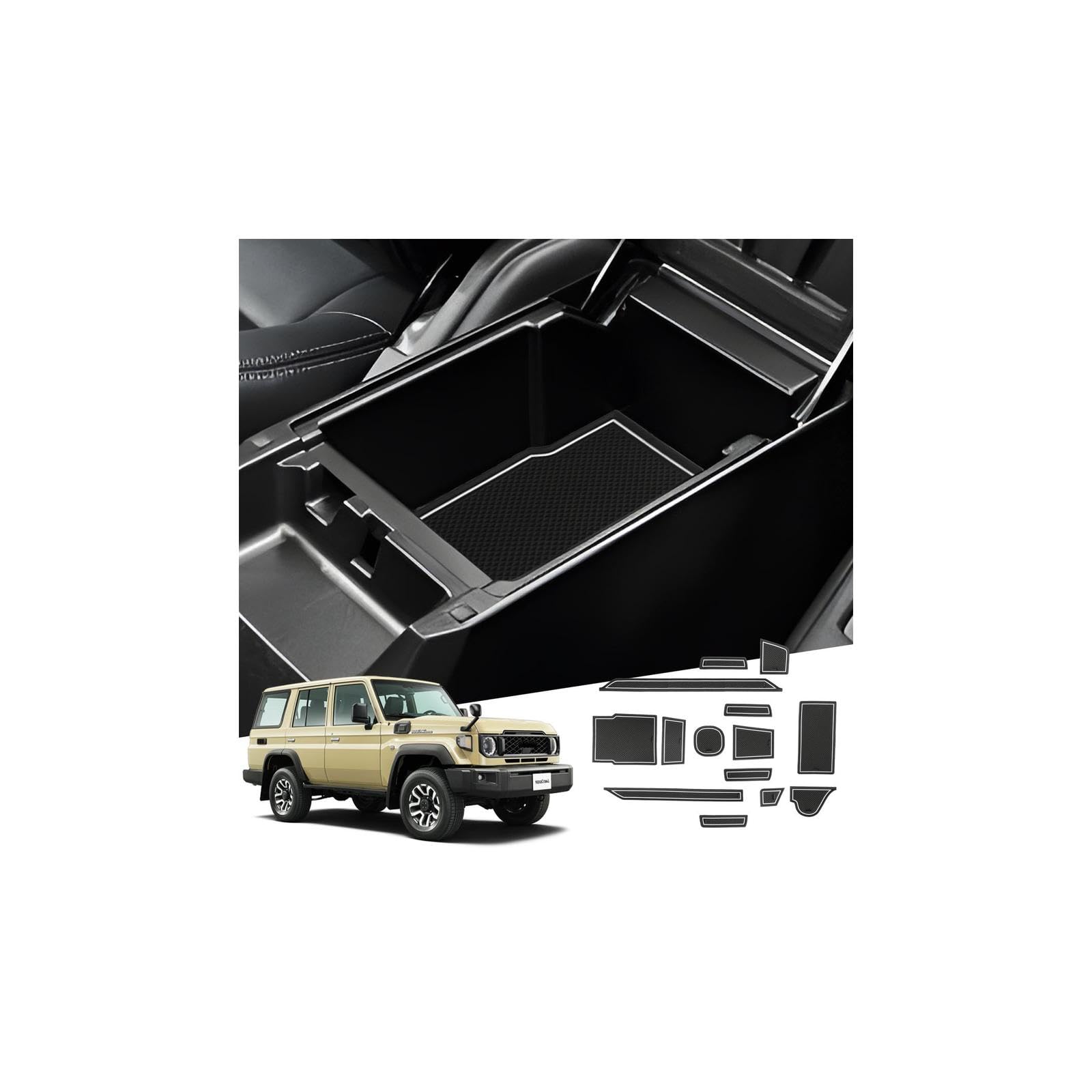 

WEIPIN 2025 Toyota Land Cruiser 70 Индивидуальные резиновые коврики в салон и карманы дверей, Легкий индивидуальный аксессуар, Белый коврик, Нескользящий, устойчивый к пятнам, Прочный, белый