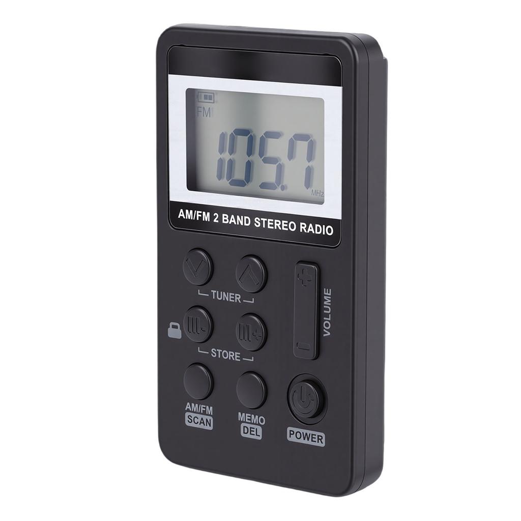 Personal AM FM Pocket Radio Portable Digital Tuning Radio with 500mAh Rechargeable Battery Earphone Lock Screen for
