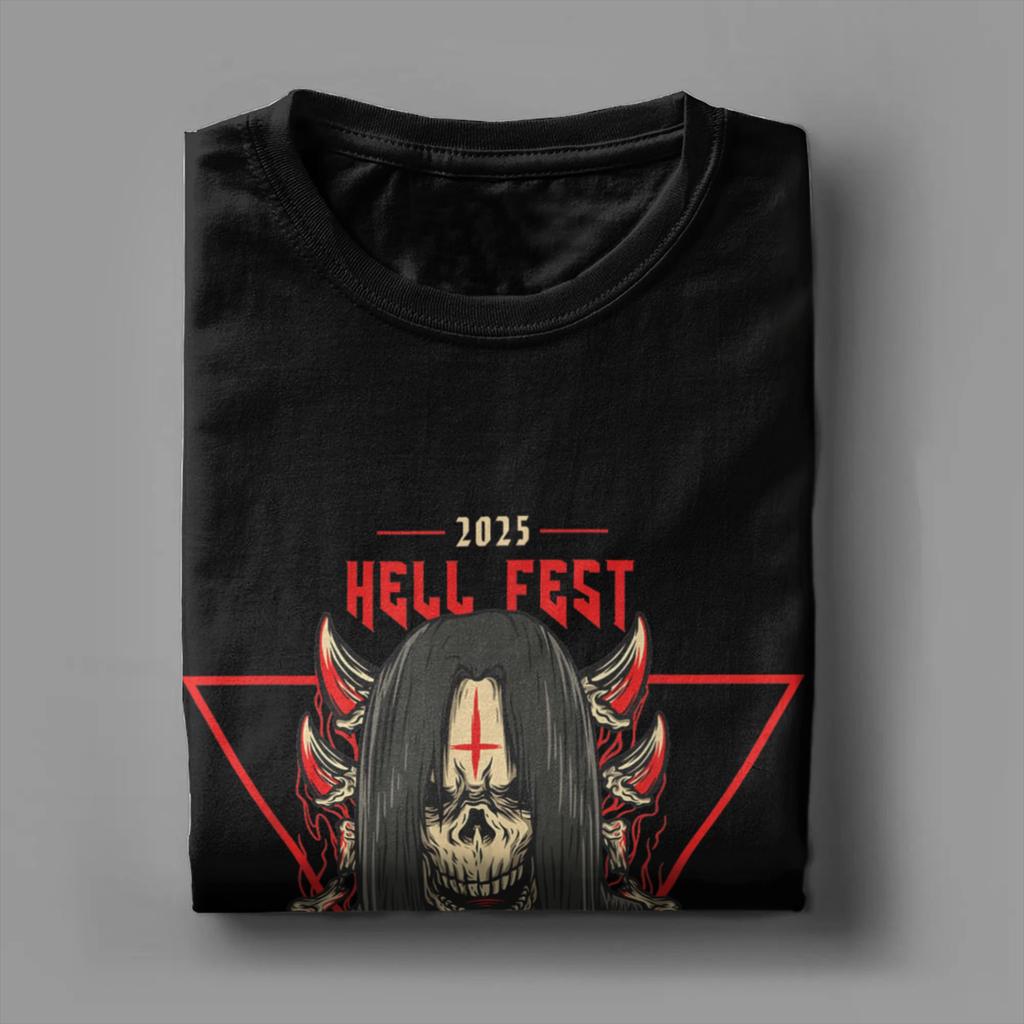 HellFests Metal Mosh Drink Repeat Men's T Shirt Music Festival Fashion Tee Shirt Short Sleeve T-Shirt Cotton Adult merchandise