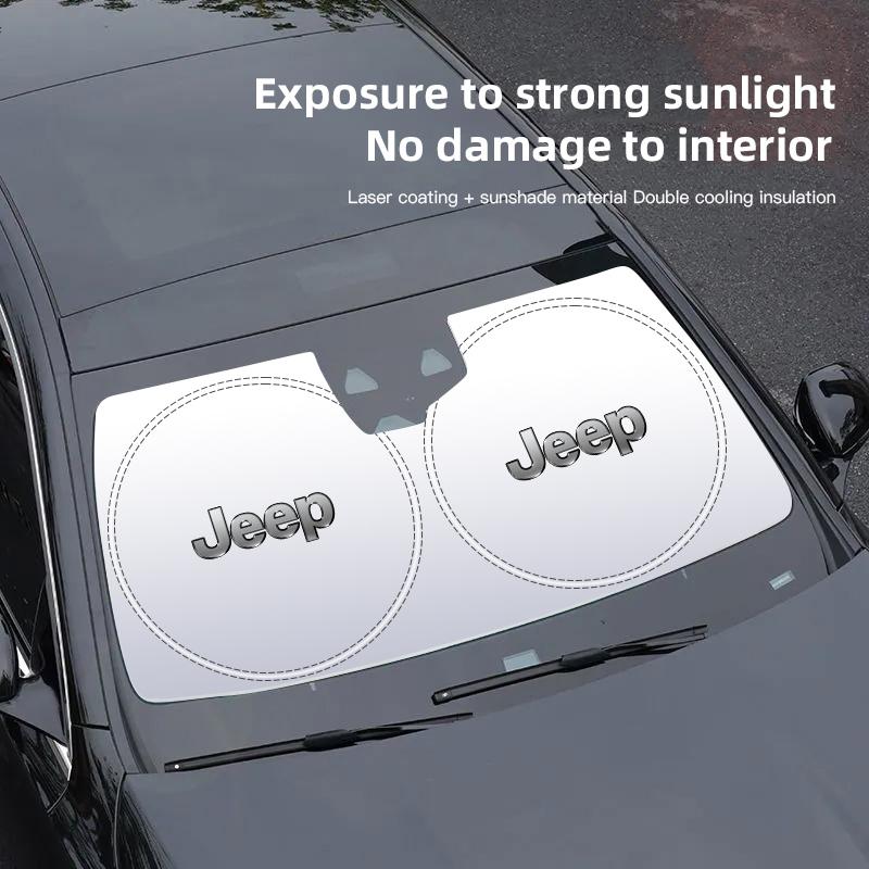 ARG3 Car Front Windshield Sun Shade Visor UV Protection Shield For Jeep Renegade Wagoneer Avenger Recon Wrangler JK Gladiator Compass