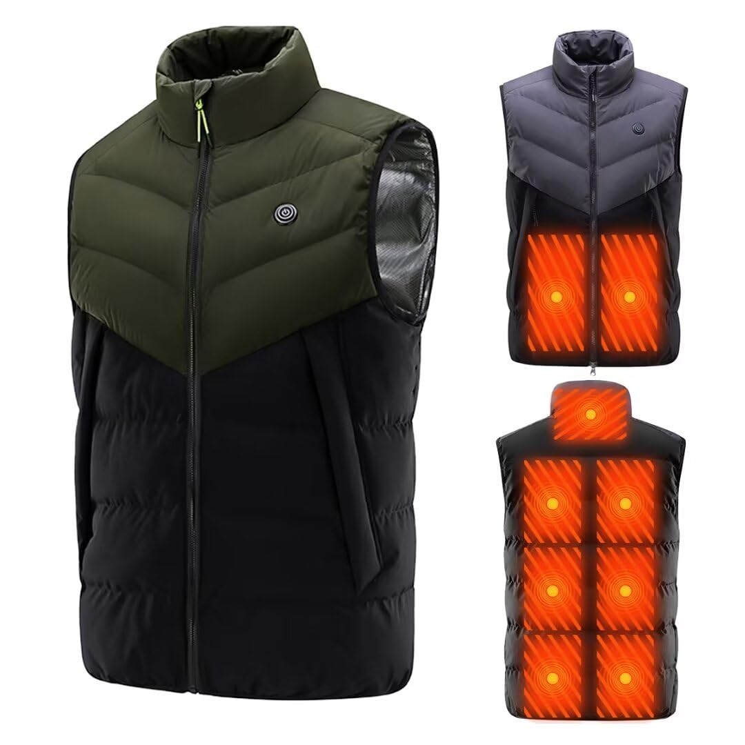 

Yucahype Electric Heated 9 Heating Large USB 3 Temperature Heated Heater Electric Heated Cold Weather and Washable Vest, M-7XL, 20,000mAh Battery,