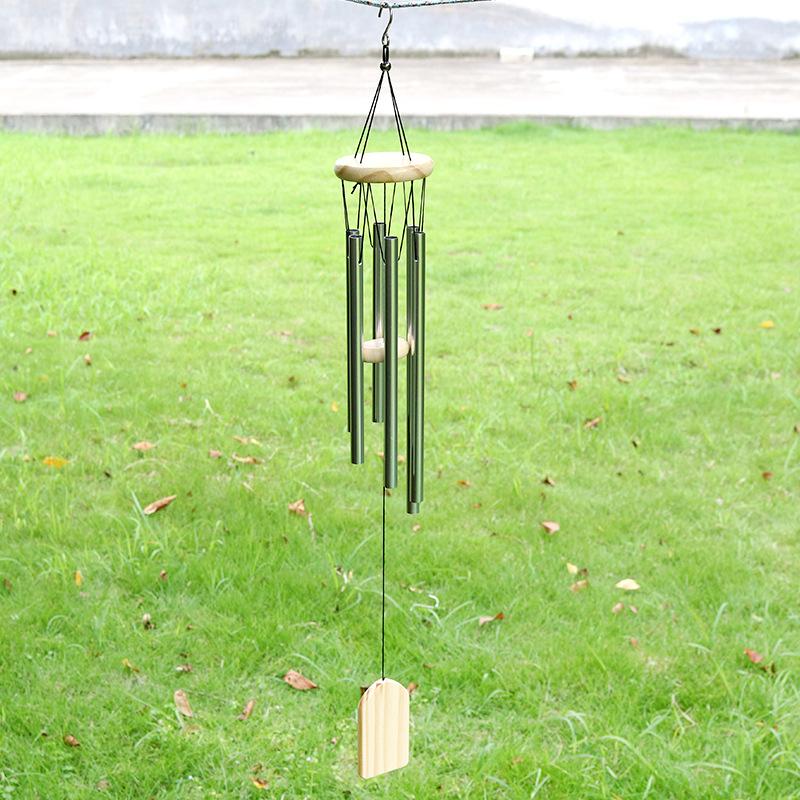 1pcs Classic Black Aluminum Pipe Wind Chimes with Wooden Hanging Tag Balcony Corridor Decoration Birthday Gift