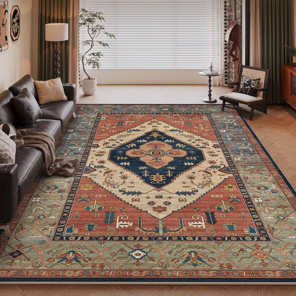 Persian Retro Soft Carpet Living Room Decoration Home Sofa Easy Clean Rug Large Area Bedroom Bedside Non-slip Plush Floor Mats