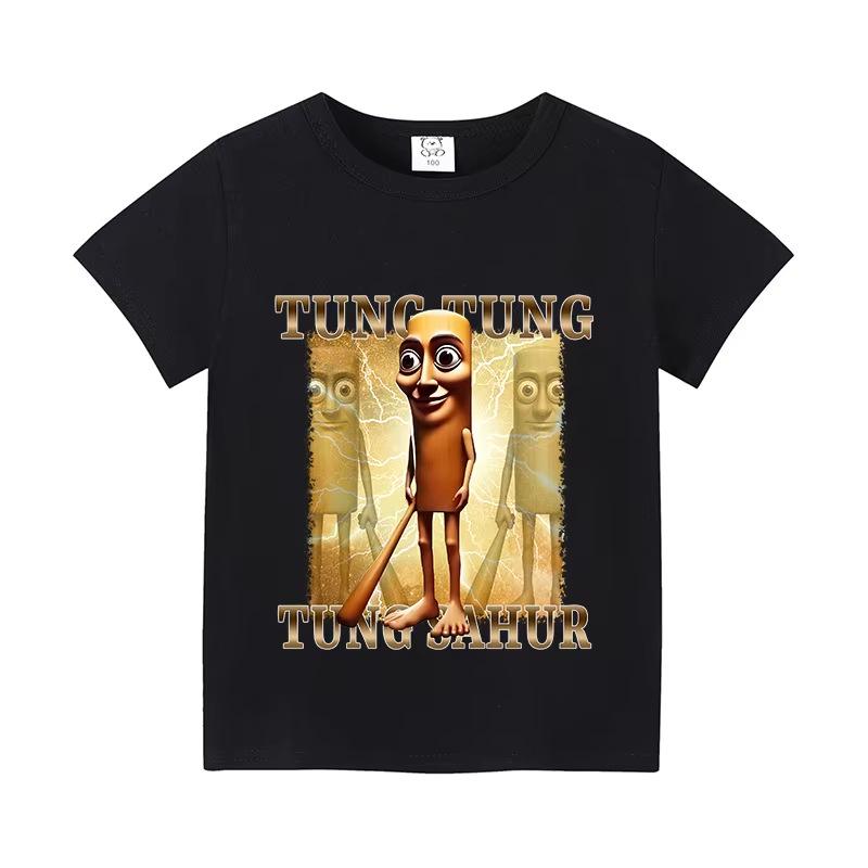 Italy Brain Rot Funny Animal Kids' Cotton T-Shirt - Cappuccino Assassin Short Sleeve