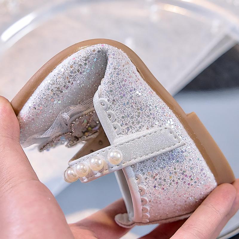 Herbst 2025 Koreanischer Stil Glänzende Prinzessinnen-Mädchenschuhe mit geschlossenem Zeh und weicher Sohle für Bühnenauftritte