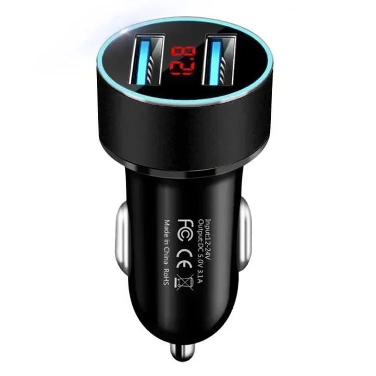 New Car 100W/200W Dual Port Mini USB Charger Ultra Fast Charging Cigarette Lighter Socket Aluminum Cell Phone Charging Adapter