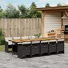 Vidaxl 11-Cz. Garden Furniture Set, With Cushions, Black PE Rattan