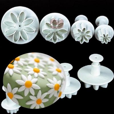 4X Cake Fondant Sugarcraft Decor Cookie Mould Mold Plunger Daisy Flower Cutter