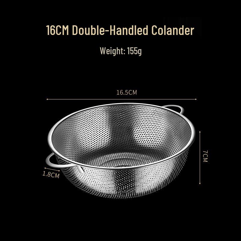 Stainless Steel Double Ear Rice Washing & Draining Basket with Fine Hole Sieve.