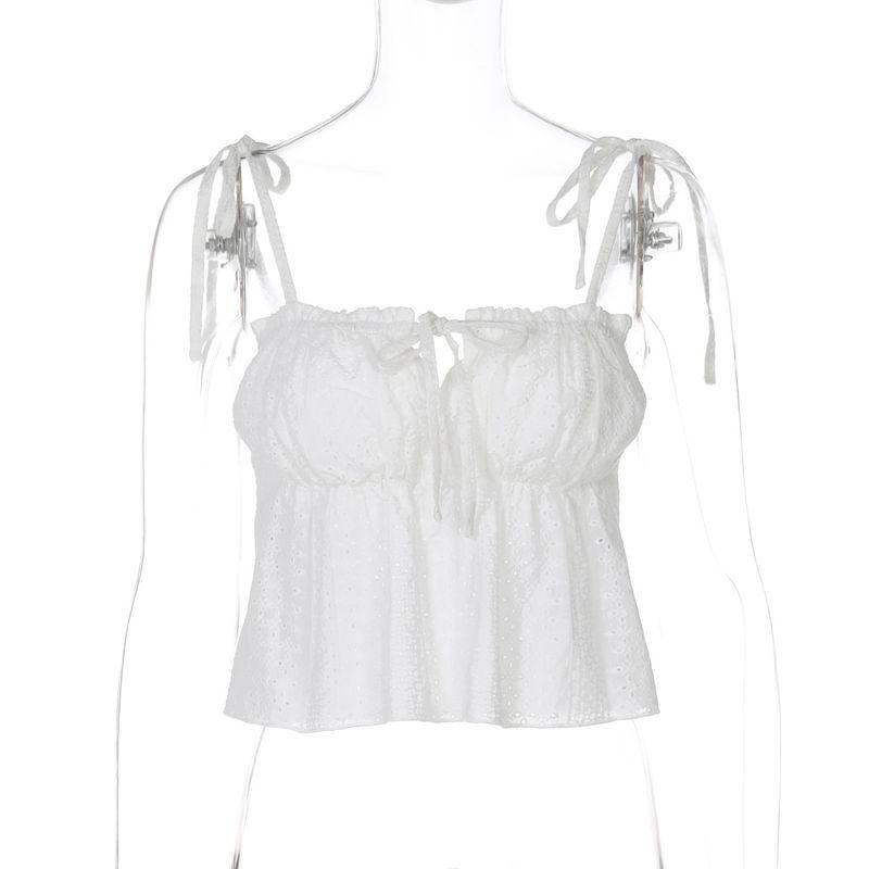 

Cross-Border Fashion Style Women s Clothing 2025 Spring/Summer New Arrival Women s Clothing French Style Temperament off-Neck Sling Small Tank Top Top White L