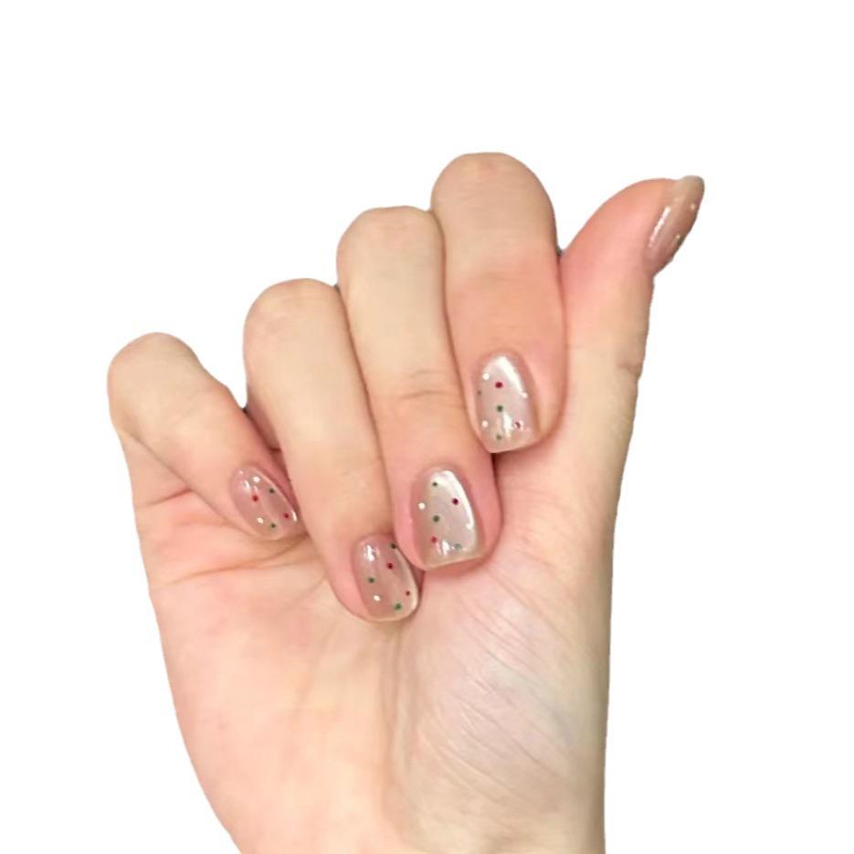 Handmade Nail Art Wear Nail Cute Style Light Bulb Cat Eye High-end Atmosphere Polka Dot Fake Nail Tablets