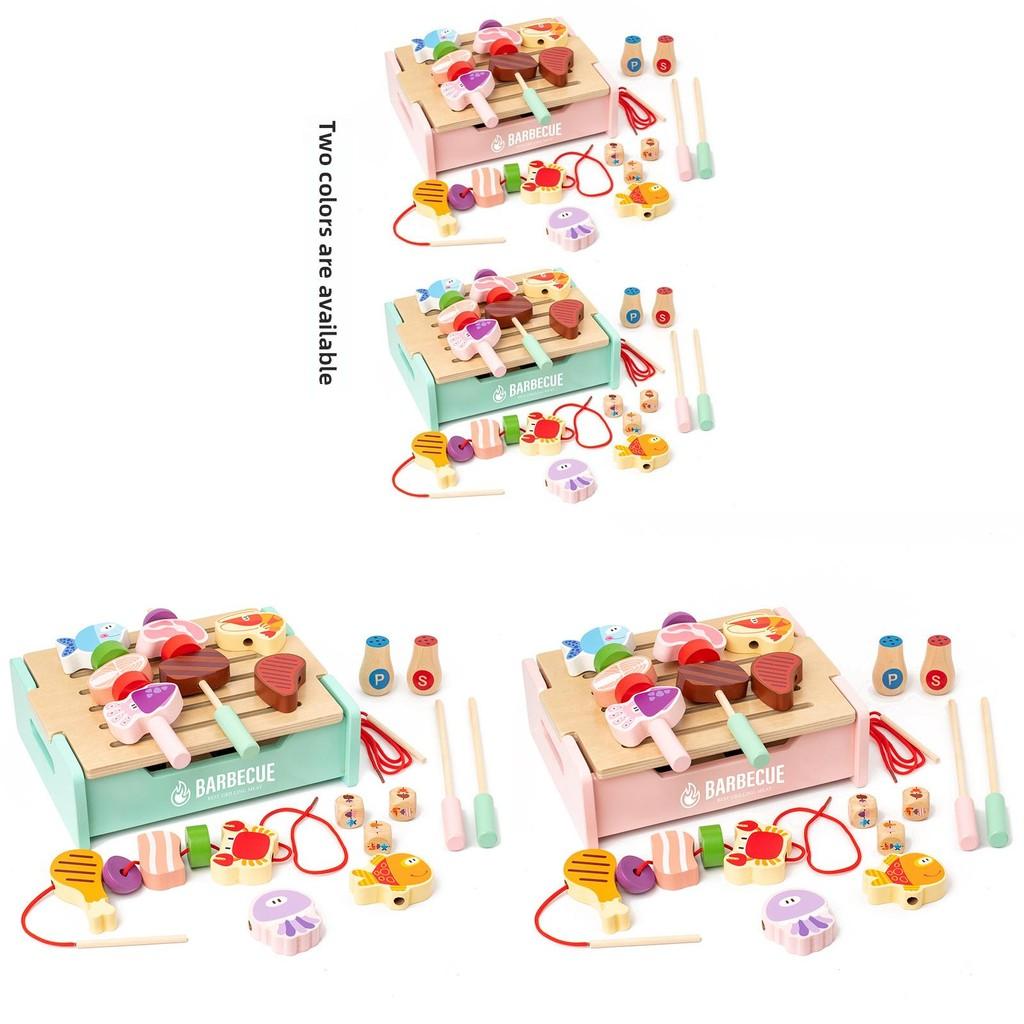 Grill Barbecue Wooden Toy With Educational Pretend Cooking Features Kids For