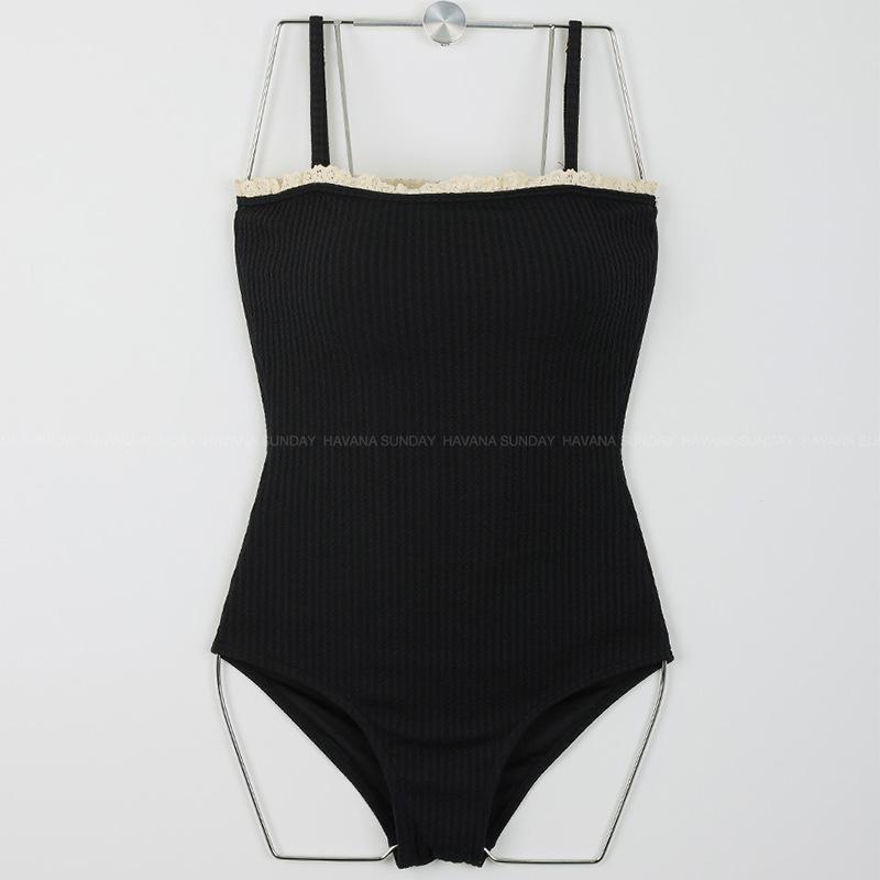 South Korea ins Dongdaemun fashion swimsuit triangular one-piece solid color simple meat cover and thin chest swimsuit