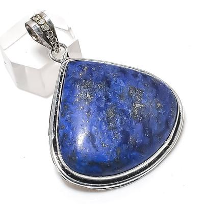 Přírodní drahokam Lapis Lazuli Šperk z 925 Sterlingového Stříbra Přívěsek 2,13" D0t74