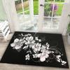 Blumen-Skizzen-Teppichmatte - Schwarz Weiß Rose Lilie Gänseblümchen Blume Linienkunst Minimalistisch Modern Dekorative Wohnkultur Teppich Schlafzimmer
