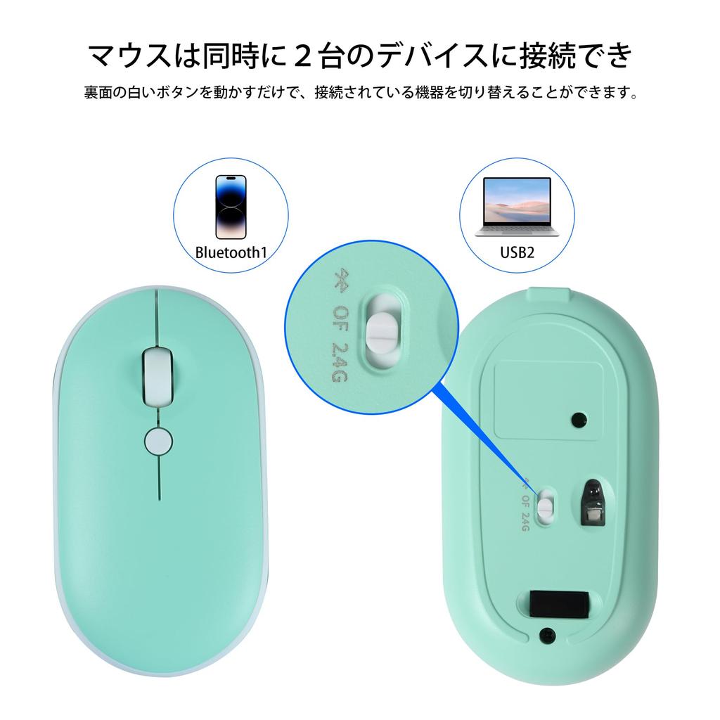 Wireless Keyboard and Mouse Set with 2.4G and Bluetooth 5.0 Connections, Ultra-Slim, Quiet Mouse with 3 Adjustable DPI Settings, Stand Function,