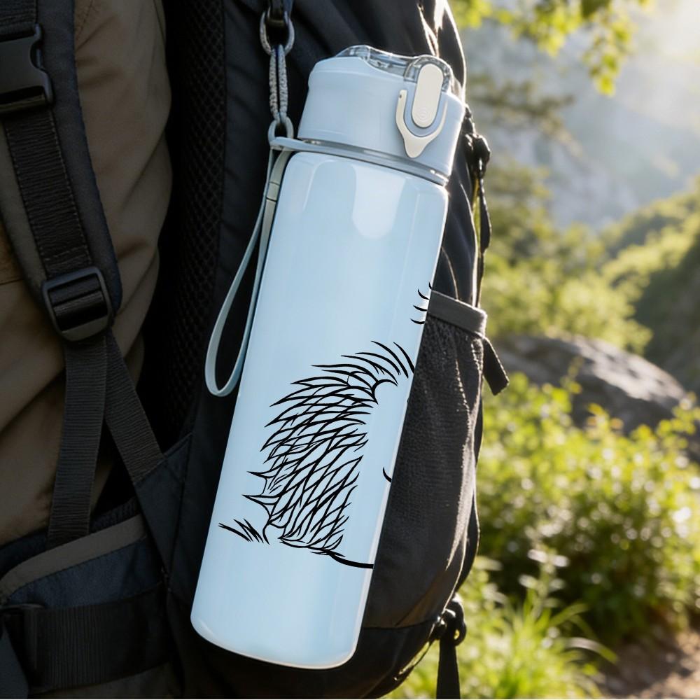 1PC Hedgehog Spiky Animal Print 750ml Color Plastic Sports Water Bottle Leakproof Flip Straw Lid Suitable for Sports Office Home Use