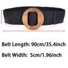 Women's Belt Elastic Woven Wide Belt PP Grass Waist Seal Wood Round Buckle Belt Fashion Ethnic Style Paired with Coat Skirt Belt