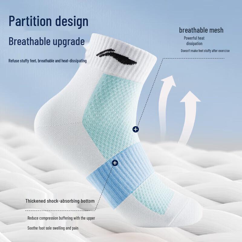 Li-Ning Unisex Athletic Crew Socks (3-Pack)