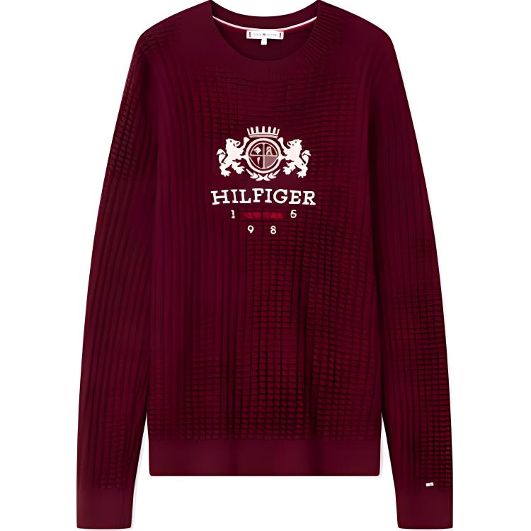 Tommy Hilfiger Simple Pullover Round Neck Casual Long Sleeve Knit Sweater Women sweater WW0WW43135-VLP