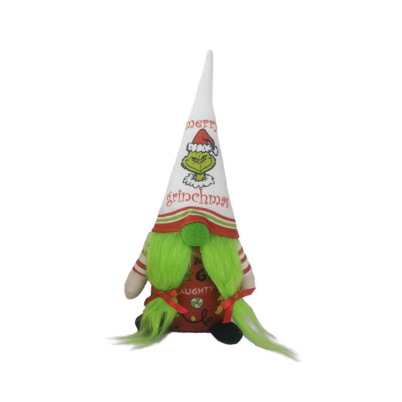 Cross-Border Christmas Green Grinch No-Face Doll Ornament