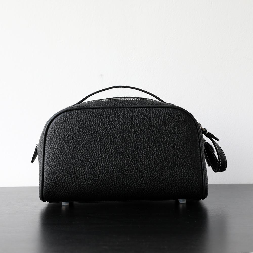 New First-layer Cowhide Cosmetic Bag Women's Portable Travel Toilet Bag Ins Style Advanced Cosmetic Storage