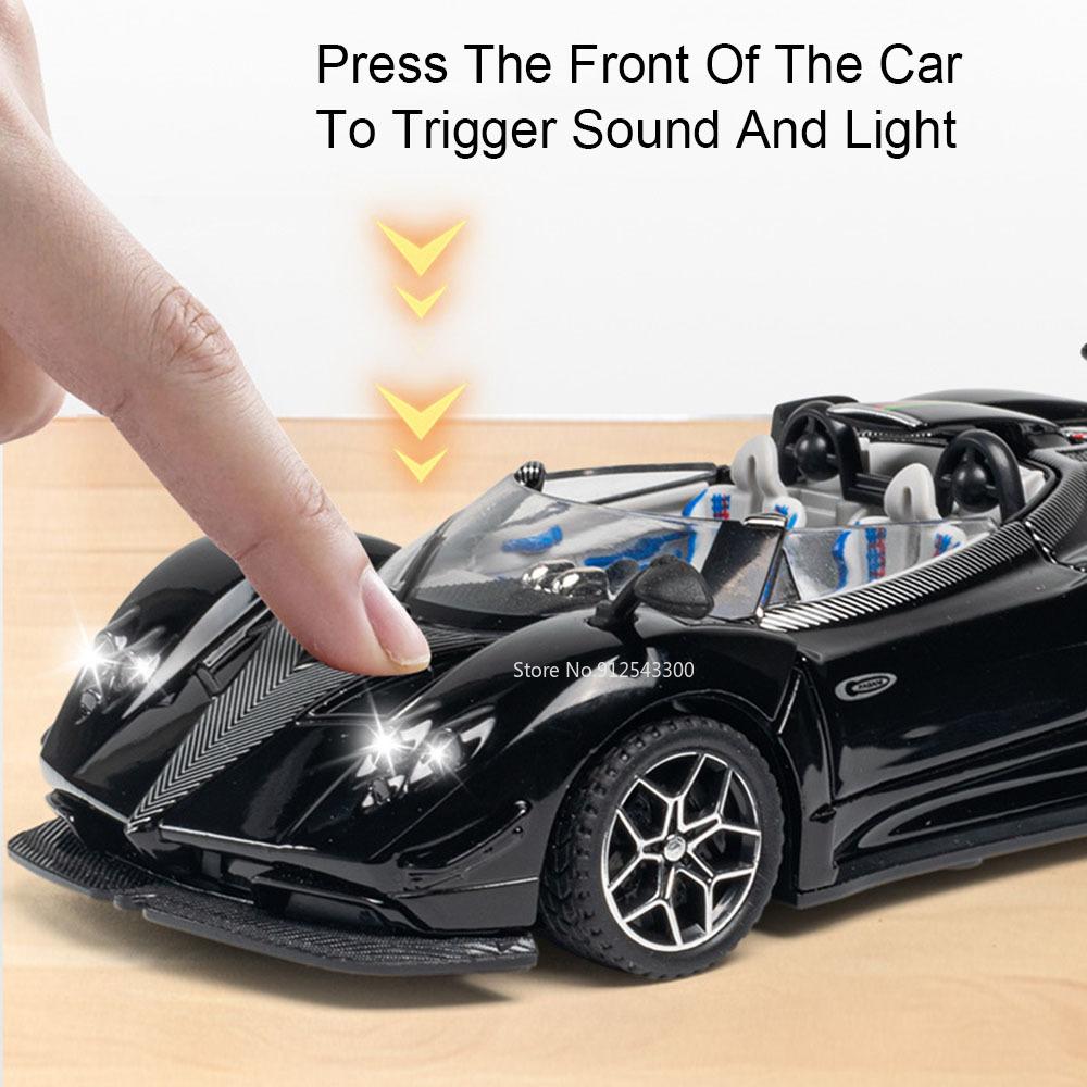 1:32 Pagani Zonda Huayra BC Toy Sports Car Model Alloy Diecast Light Music Doors Opened Vehicles Models Collection Gift for Boys