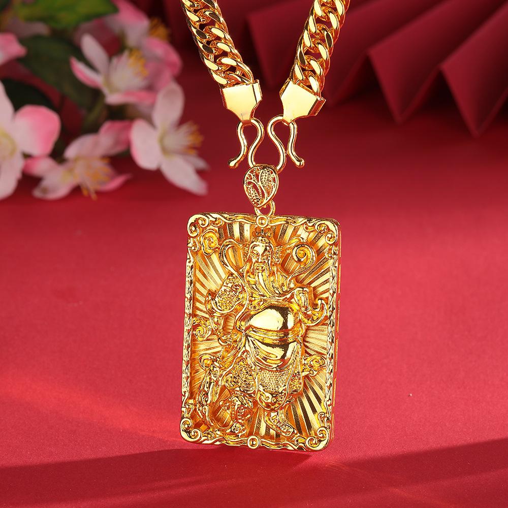 Guan Gong God of Wealth Male Tag Domineering Necklace Pendant Safe Cuban Chain Jewelry