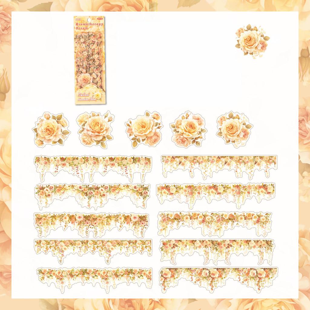 15 Pcs PET Long Floral Stickers Collage Embelishment Stickers for Card Making Scrapbook Materials Craft Daily Planner