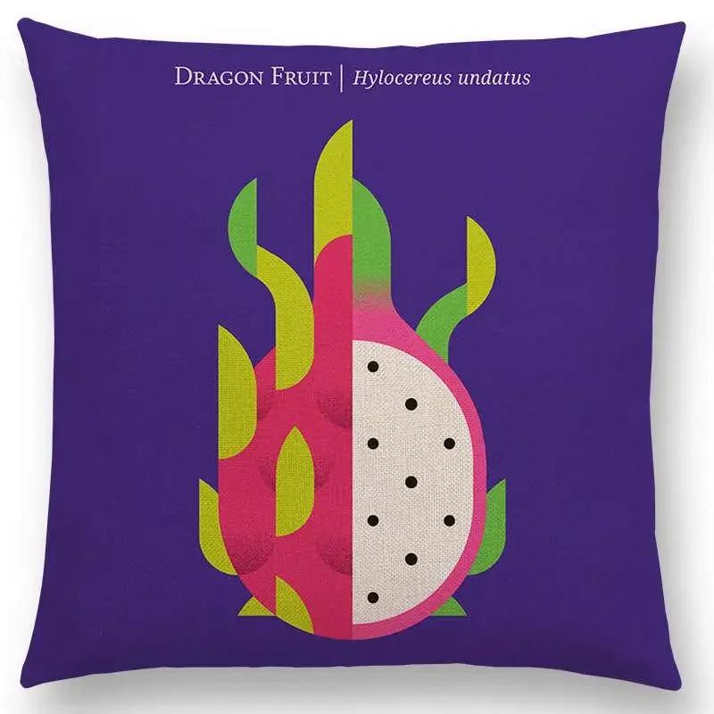 Urocze Owoce Warzywa Poszewka na Poduszkę Cytryna Ananas Awokado Jeżyna Cebula Burak Ogórek Poszewka na Poduszkę Ozdobną na Sofę