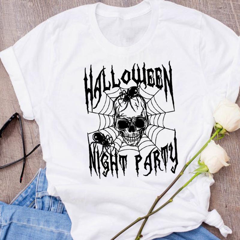 

Leopard Witch Cute Autumn Women T-Shirts Fall Halloween Graphic Top Female T Shirt Casual Streetwear O-Neck Ladies Tees Clothing L білий