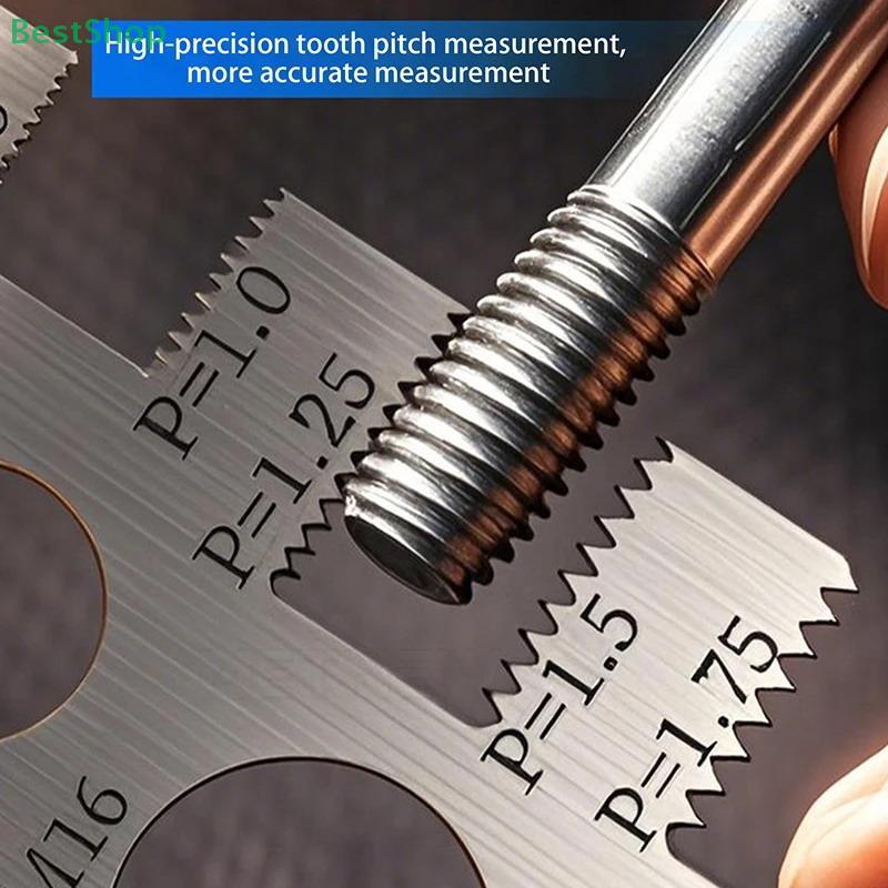 Stainless Steel Screw Thread Pitch Gauge Ruler Measuring Tool,Bolt Nut Screw Cutting Gauge Angle Model Measuring Pitch Caliper