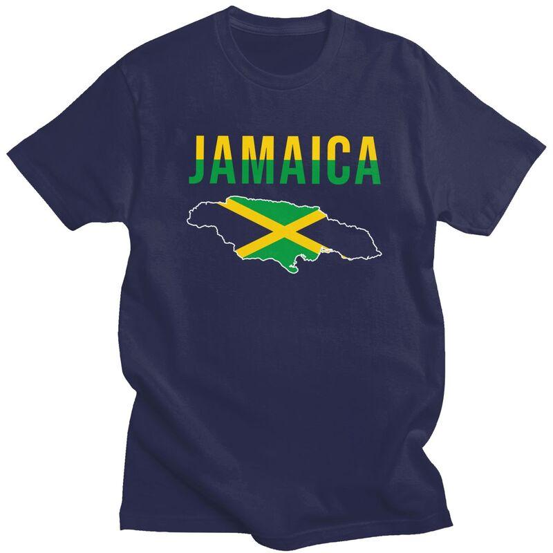 Custom Jamaica Flag Map T Shirt for Men 100 Cotton Tshirt Casual Tee Short Sleeve Jamaican Proud Tshirt Slim Fit