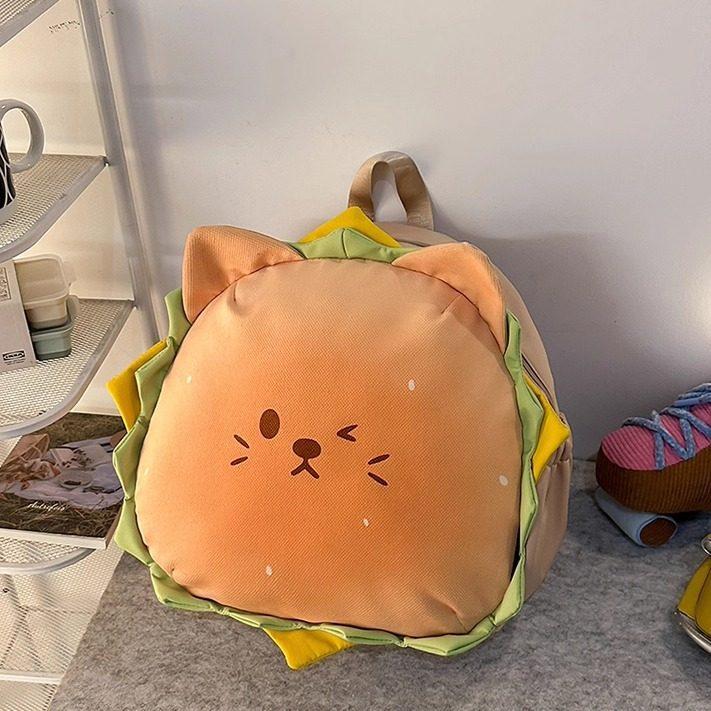 Schoolbag cute hamburger shape backpack female cartoon light travel backpack children college students class commuter schoolbag