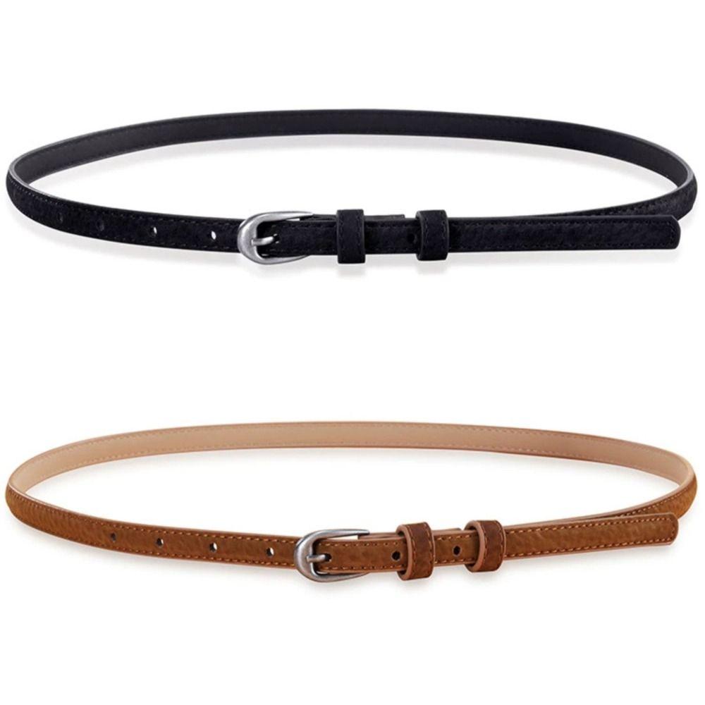 Casual Business Waist Belt Luxury Design Thin Waistband Trendy Suede Leather Belt  For Women