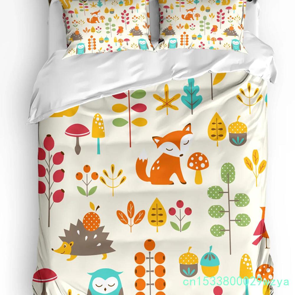 Autumn Plant Tree Leaves Duvet Cover With Pillow Case Custom Comforter 3pcs Bedding Set Quilt Cover Double Bed Home Textile