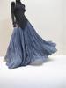 Autumn Plus Size Women's A-line Skirt - Pleated Forest Style, Cotton-Linen Texture, High Waist, Slimming, Long Hem
