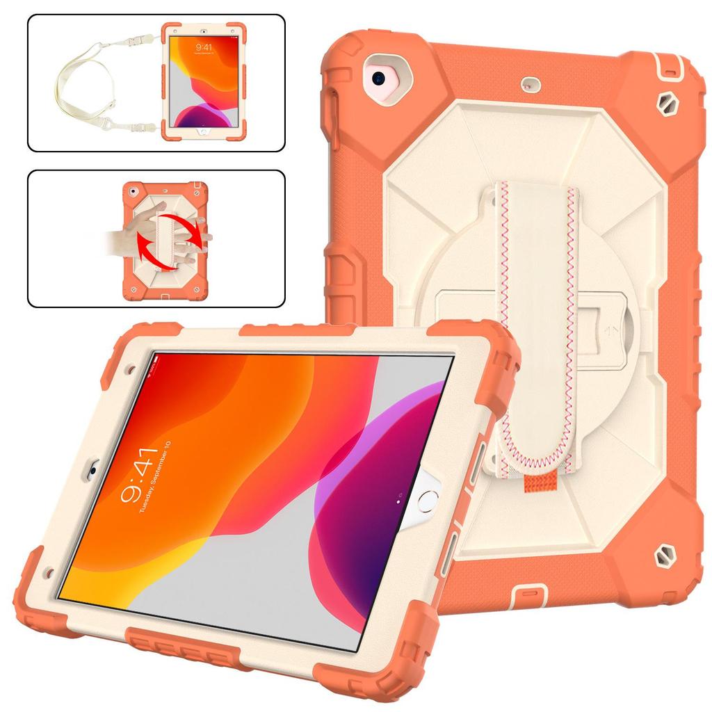 iPad 10.2 Contrast Shoulder Strap Case: 360° Rotating, Dual-Layer, Silicone Protective Cover for iPad 9/8/7